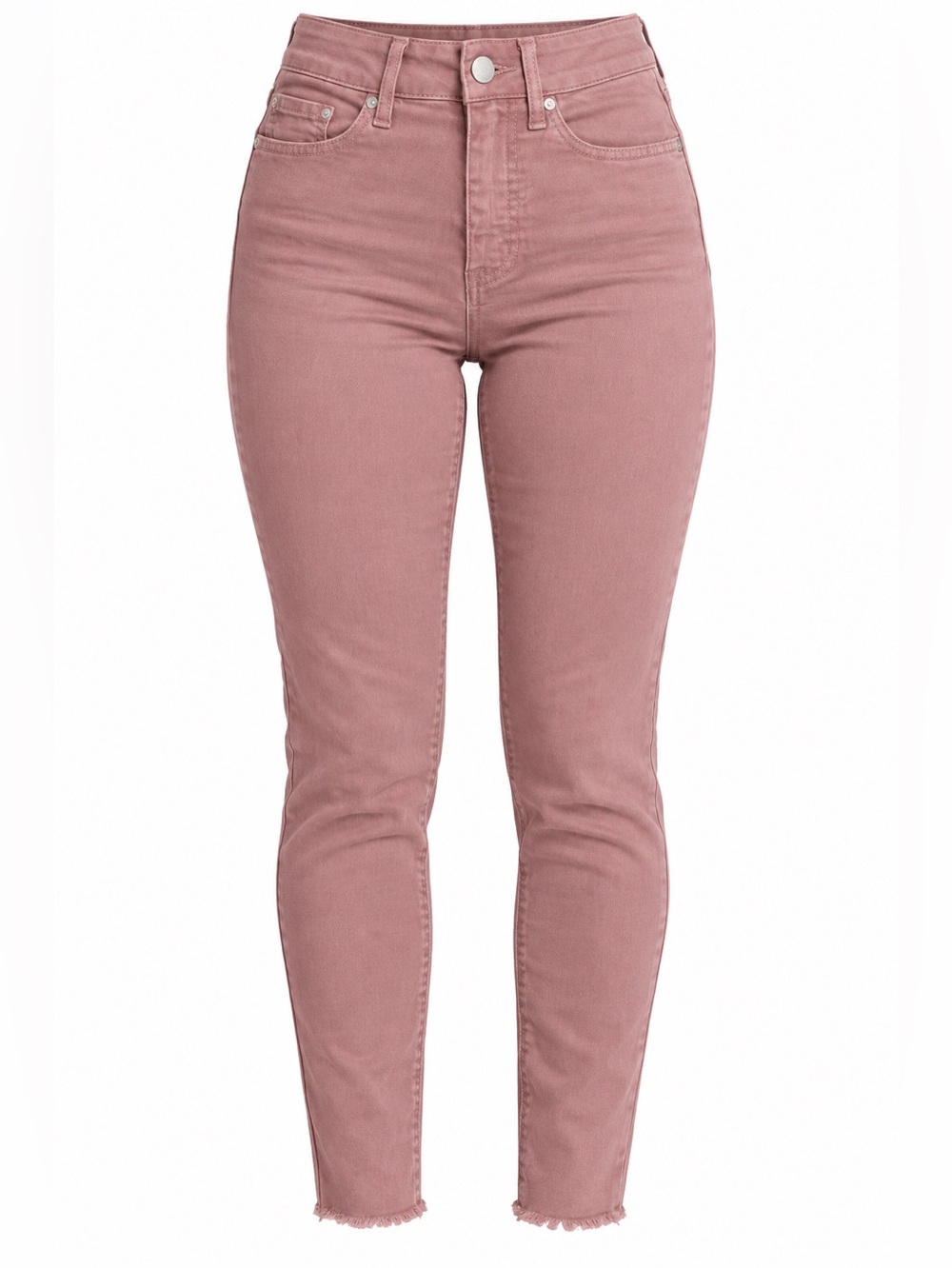 Seven7 Tummyless High Rise Skinny Jeans Dusty Rose Pink Raw Hem, Size 6